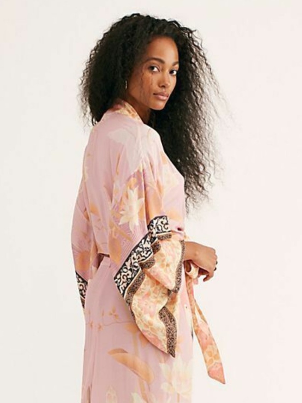 Spell & the Gypsey Collective Cherry Blossom Pink Tie-Front Floral Wrap Crop Top - Picture 2 of 13